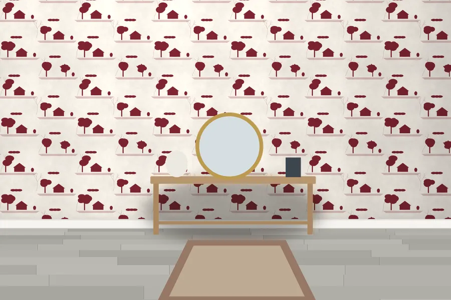 Chiswick Grand Tour Toile Wallpaper in a room