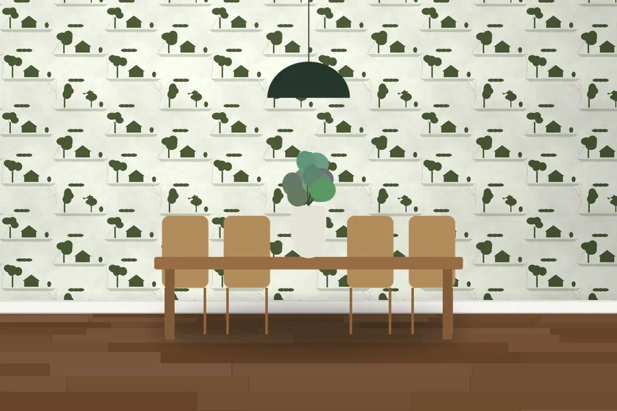 Anglesey Orchard Toile Wallpaper in a room