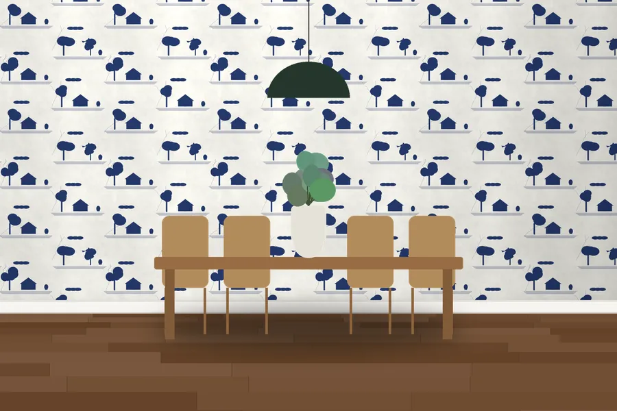 Ragley Estate Toile Wallpaper in Indigo Toile
