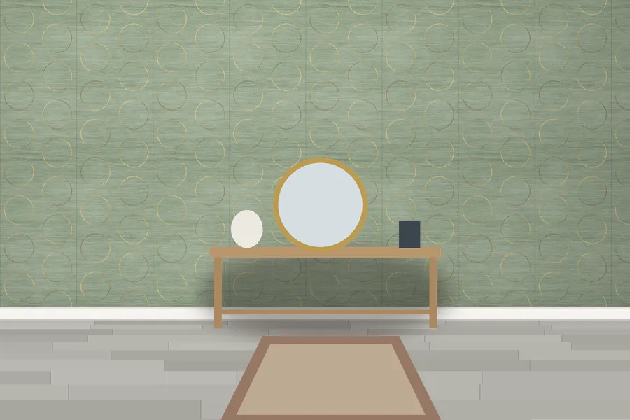 Hanbury Gilded Grasscloth Wallpaper in a room