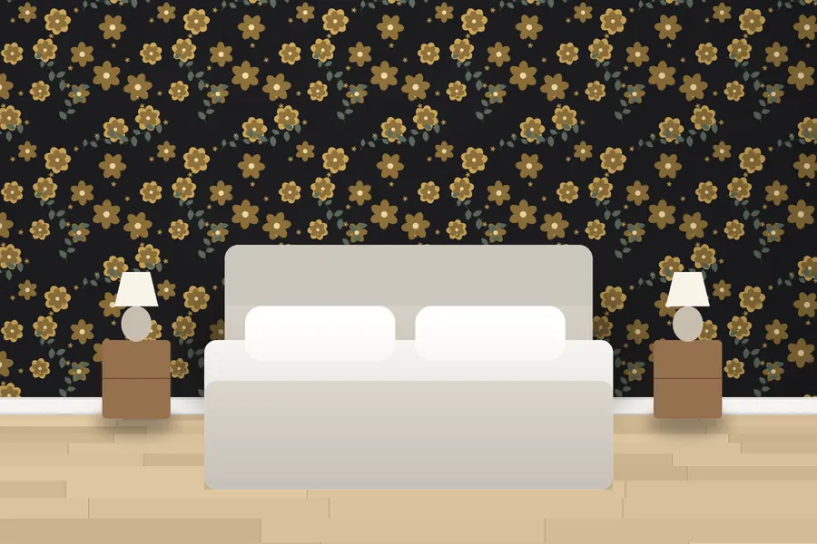 Glynde Velvet Bloom Wallpaper in a room