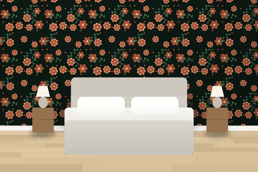 Chiswick Midnight Peony Wallpaper in a room