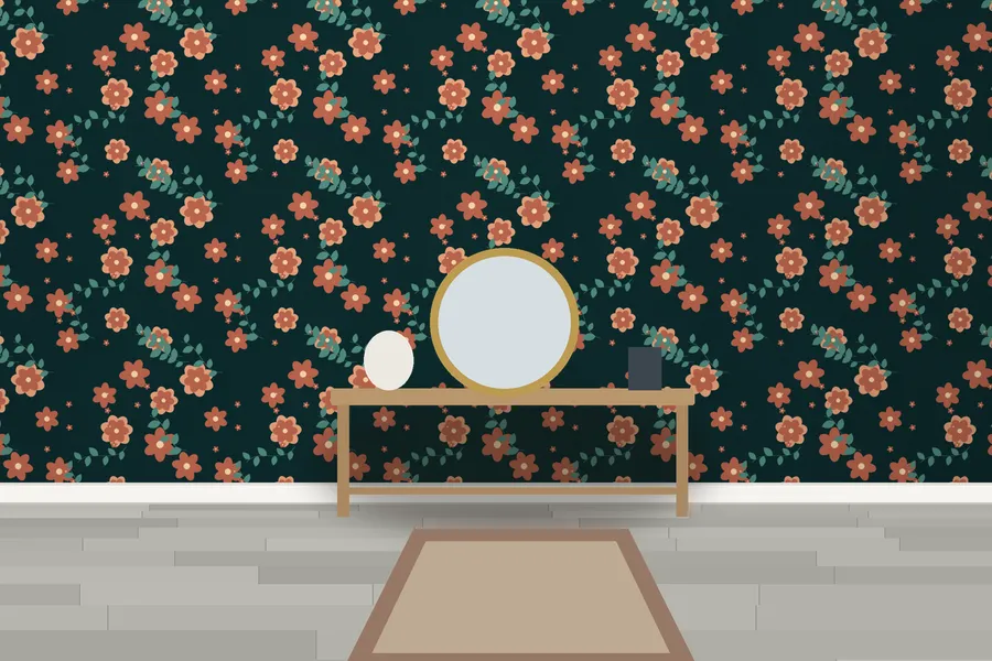 Shugborough Midnight Peony Wallpaper in a room