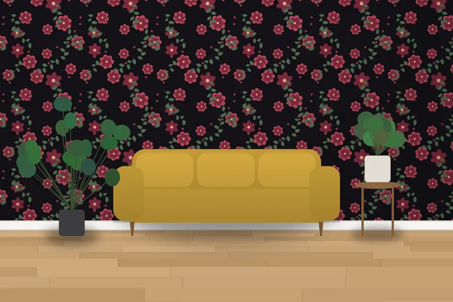 Moseley Twilight Posy Wallpaper in Velvet Night