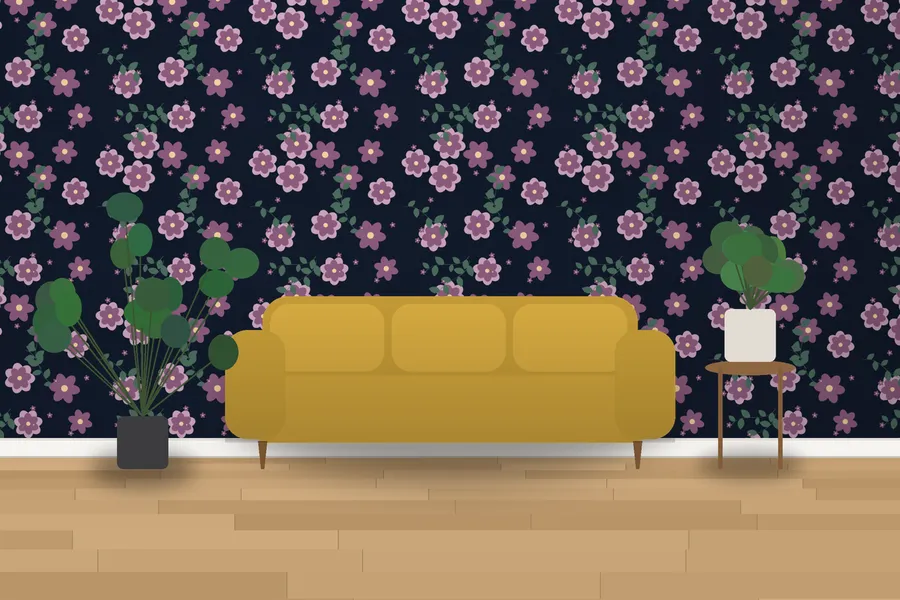 Stourhead Velvet Bloom Wallpaper in a room