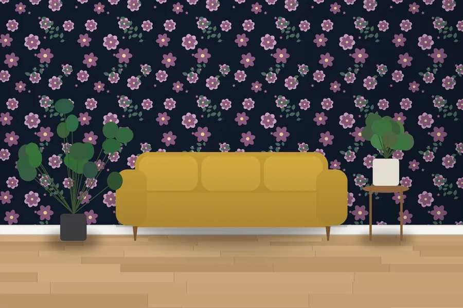 Ellesmere Twilight Posy Wallpaper in Inkwell Blooms