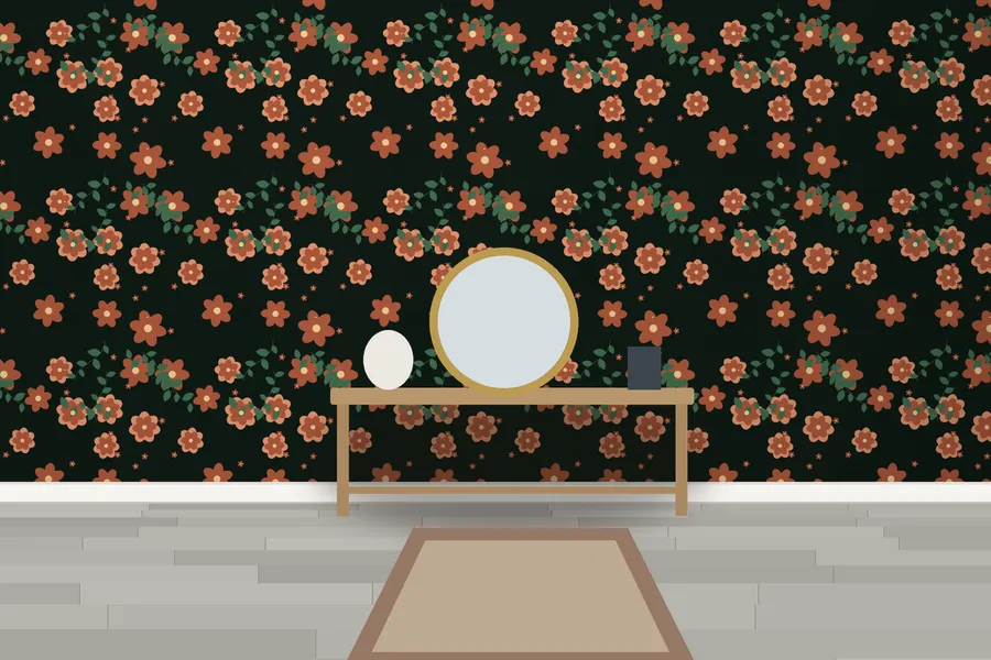 Kingston Midnight Peony Wallpaper in a room