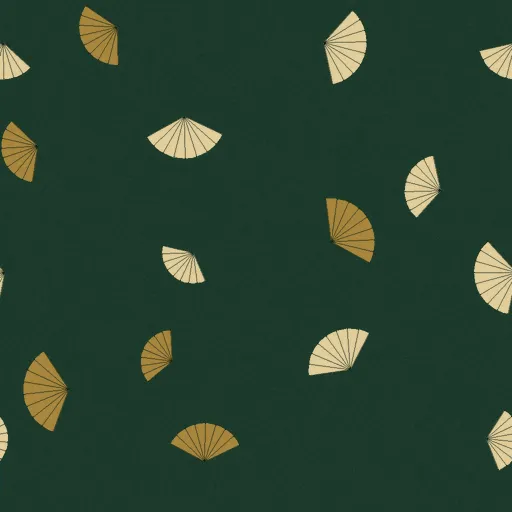 Whitlock Folding Fan Wallpaper in Bottle Green Brass