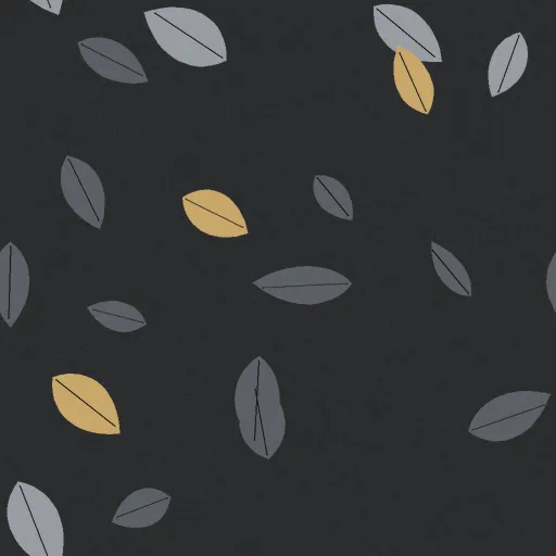 Heron Scattered Leaf Wallpaper in Charcoal Dusk