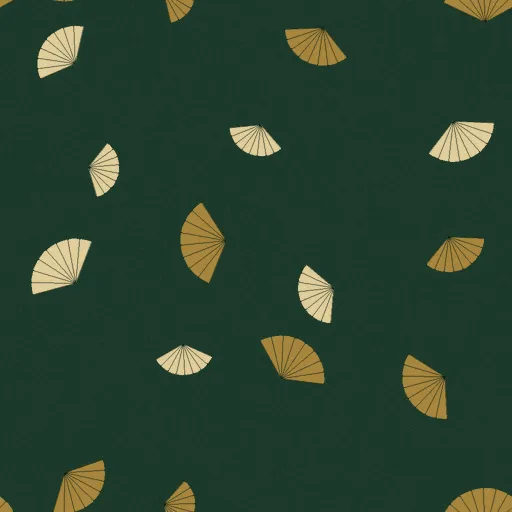 Kestrel Folding Fan Wallpaper in Bottle Green Brass