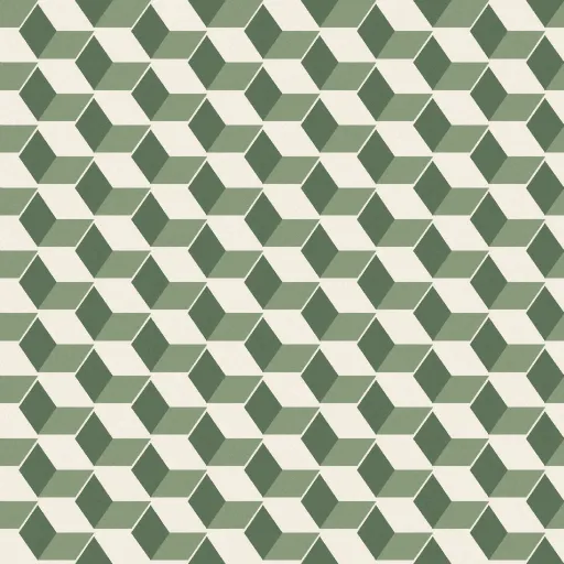 Wexford Tumbling Block Wallpaper in Sage & Cream