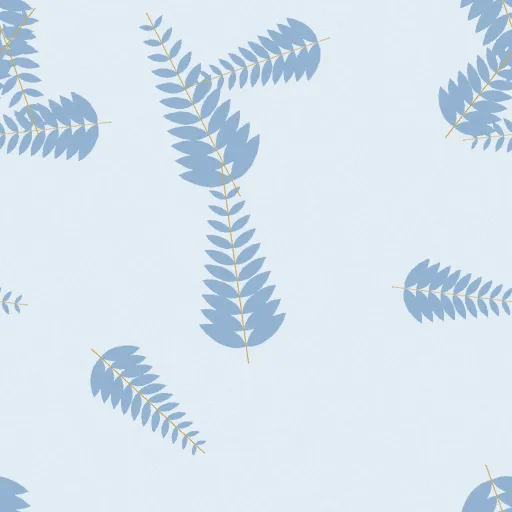 Hazel Fern Wallpaper in Powder Blue Gold