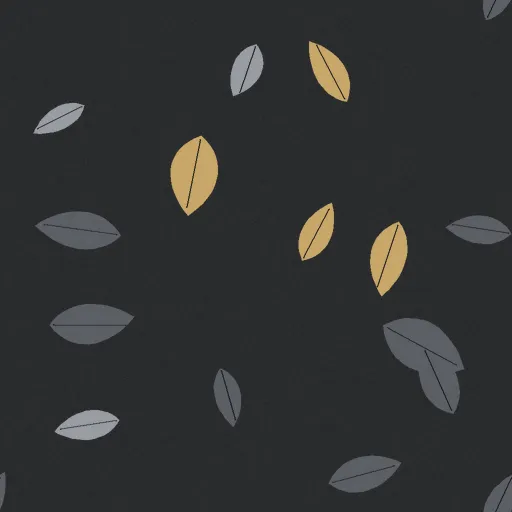 Elmhurst Scattered Leaf Wallpaper in Charcoal Dusk