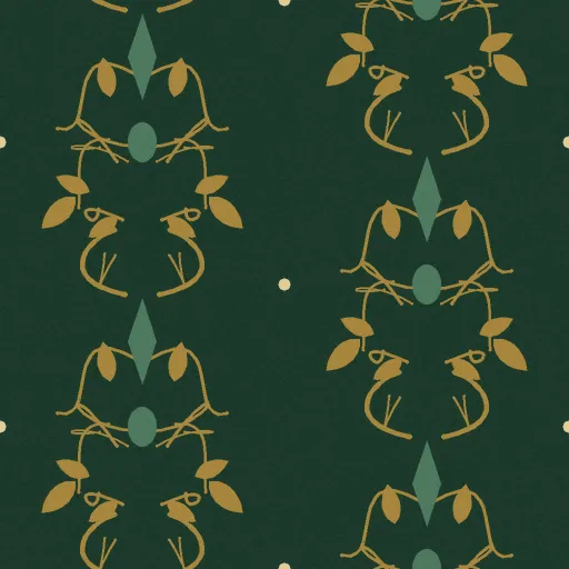 Cleve Regency Damask Wallpaper in Bottle Green Brass