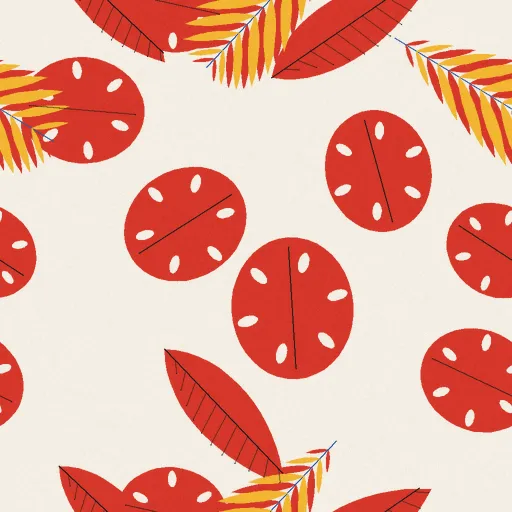 Bridger Palm Leaf Wallpaper in Bauhaus Primary