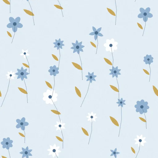 Bowen Wild Meadow Wallpaper in Powder Blue Gold
