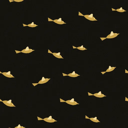 Ickworth Flock of Birds Wallpaper in Gilded Black