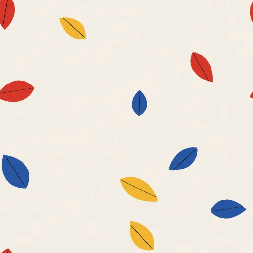 Thistle Scattered Leaf Wallpaper in Bauhaus Primary