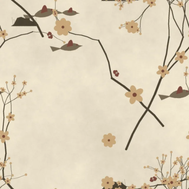 Bodnant Silk Aviary Wallpaper in Antique Parchment
