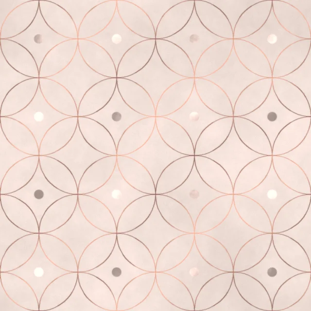 Knole Interlocking Rings Wallpaper in Rose Gold on Blush