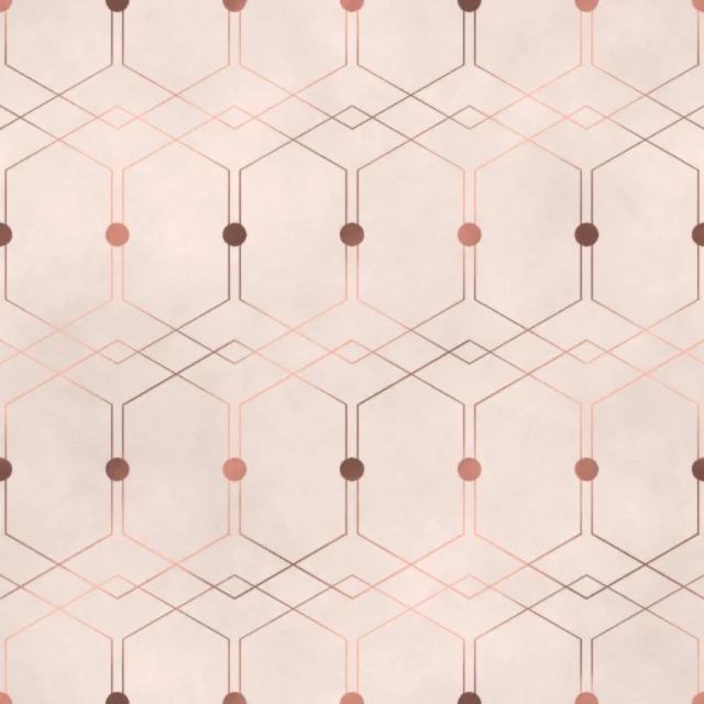Benthall Gilded Honeycomb Wallpaper in Rose Gold on Blush