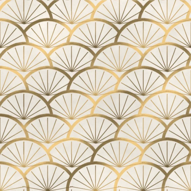 Wimpole Palais Fan Wallpaper in Pearl & Gilt