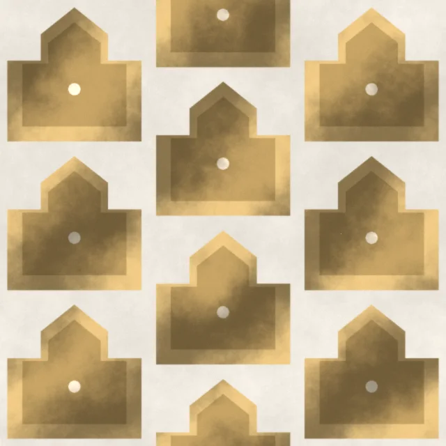 Lamorran Chrysler Step Wallpaper in Pearl & Gilt