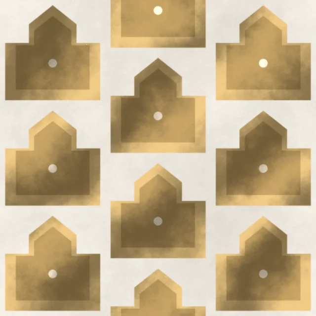 Uppark Skyline Ziggurat Wallpaper in Pearl & Gilt