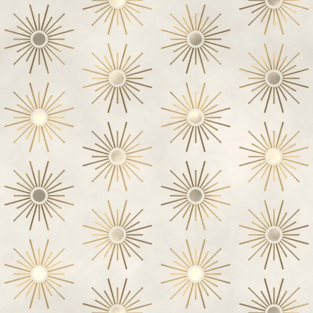 Coleton Odeon Sunray Wallpaper in Pearl & Gilt