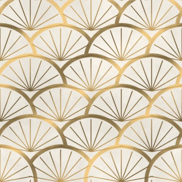 Calloway Lido Fan Wallpaper in Pearl & Gilt