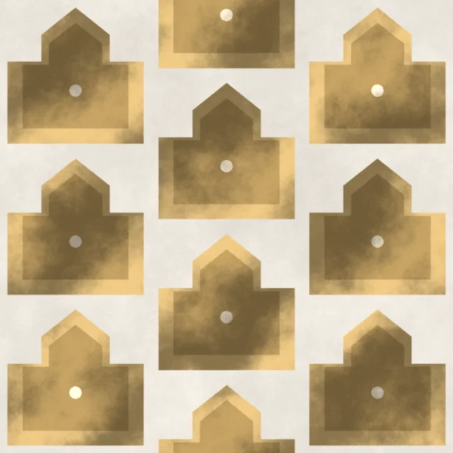 Arlington Skyline Ziggurat Wallpaper in Pearl & Gilt