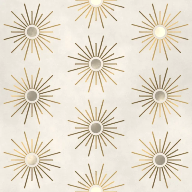 Arlington Odeon Sunray Wallpaper in Pearl & Gilt
