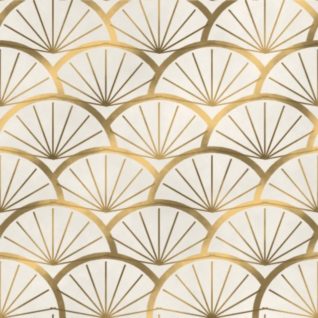 Peckover Palais Fan Wallpaper in Pearl & Gilt