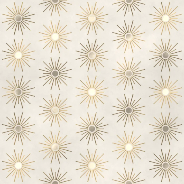 Lamorran Odeon Sunray Wallpaper in Pearl & Gilt