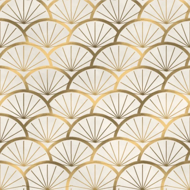 Saltram Palais Fan Wallpaper in Pearl & Gilt