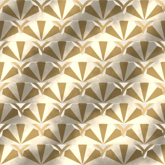 Somerleyton Cocktail Scallop Wallpaper in Pearl & Gilt
