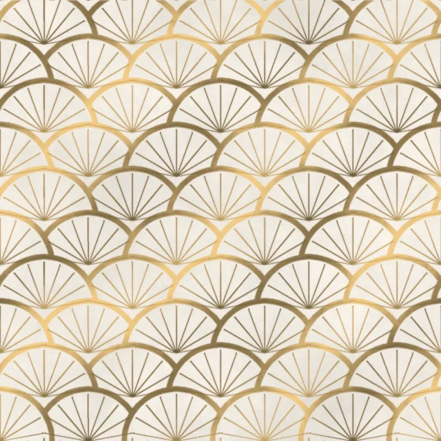 Polesden Palais Fan Wallpaper in Pearl & Gilt