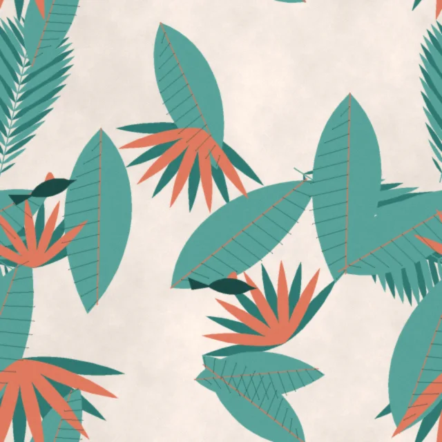 Peckover Monsoon Leaf Wallpaper in Coral Lagoon