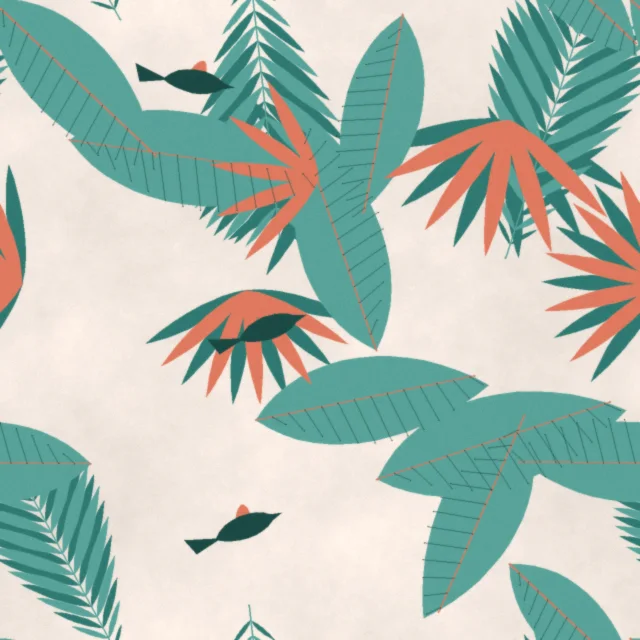 Hatchlands Tropic Night Wallpaper in Coral Lagoon