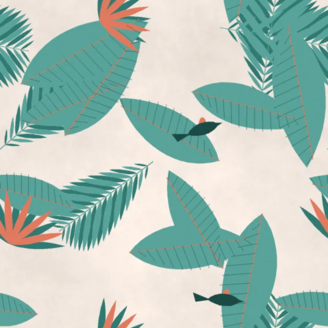 Wrest Island Botanica Wallpaper in Coral Lagoon