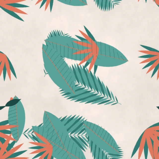 Dudmaston Paradise Fronds Wallpaper in Coral Lagoon