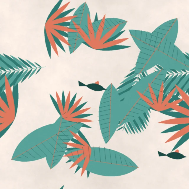Trentham Jungle Canopy Wallpaper in Coral Lagoon
