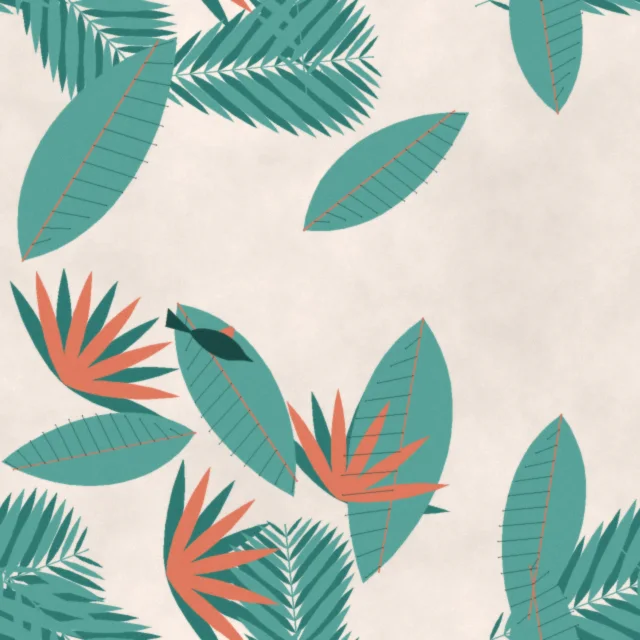 Anglesey Paradise Fronds Wallpaper in Coral Lagoon